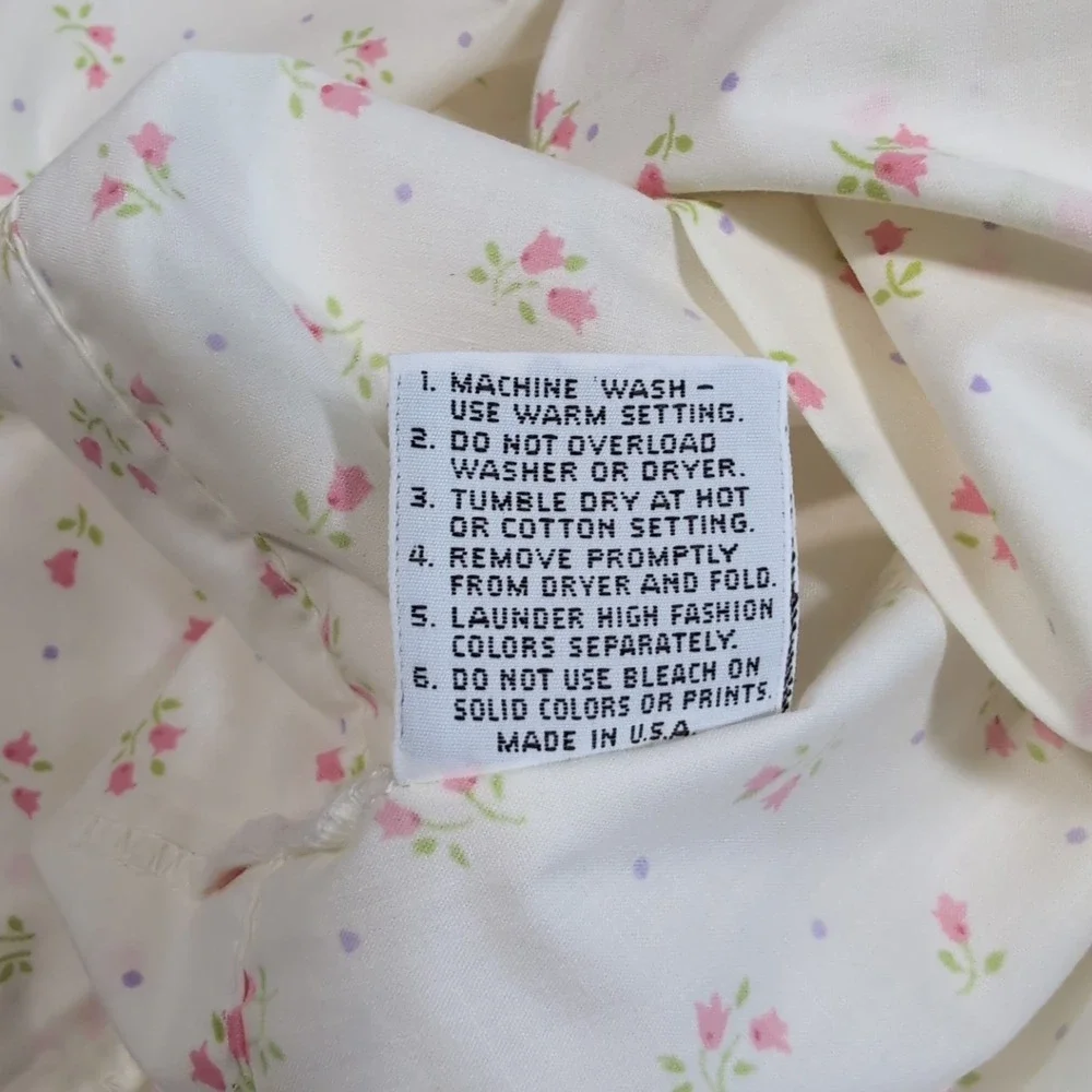2 Vtg Wamsutta Supercale Plus King Pillowcases Floral Lace Trim Tulip Cottage